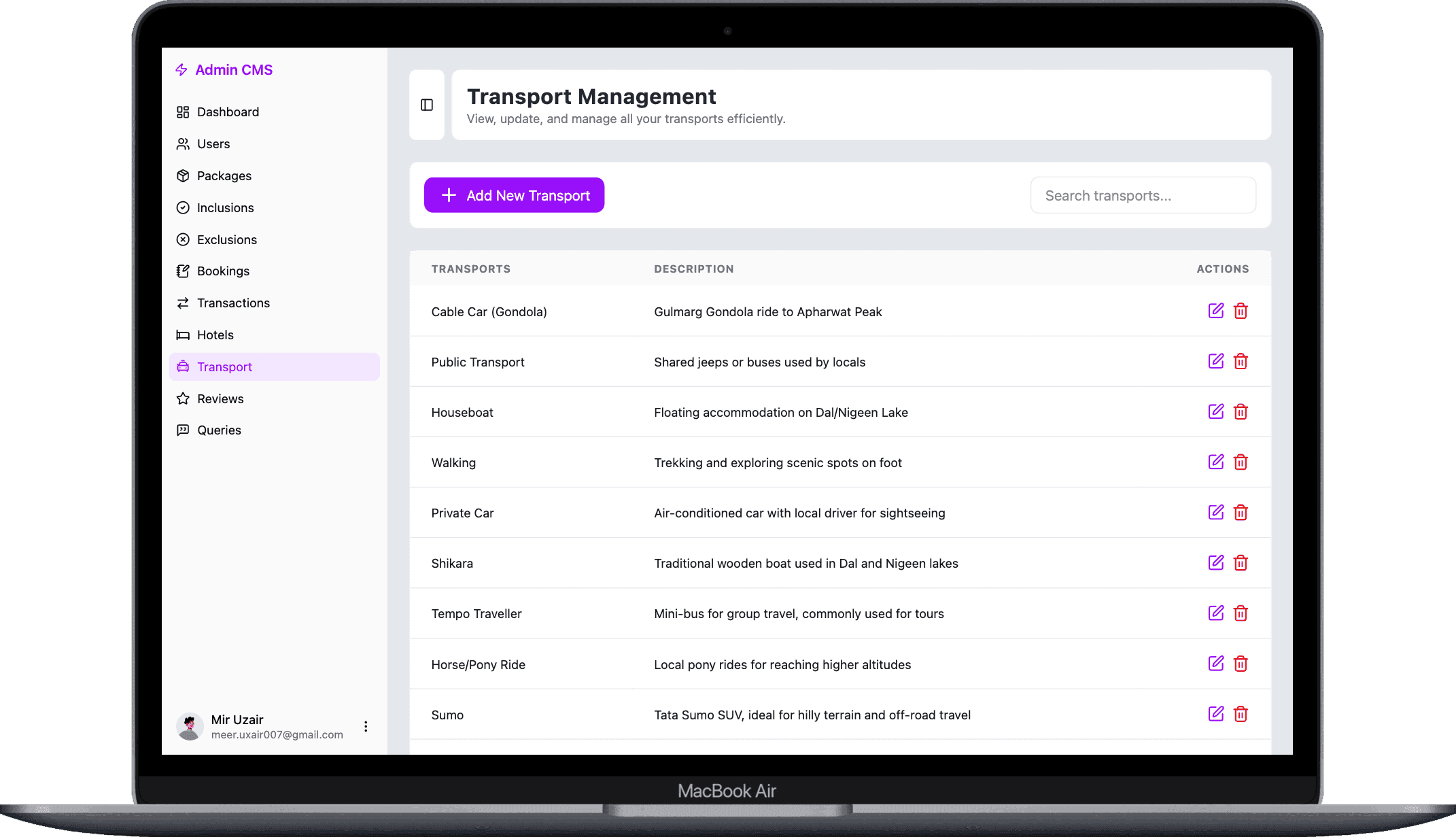 Transport and hotel management dashboard 1
